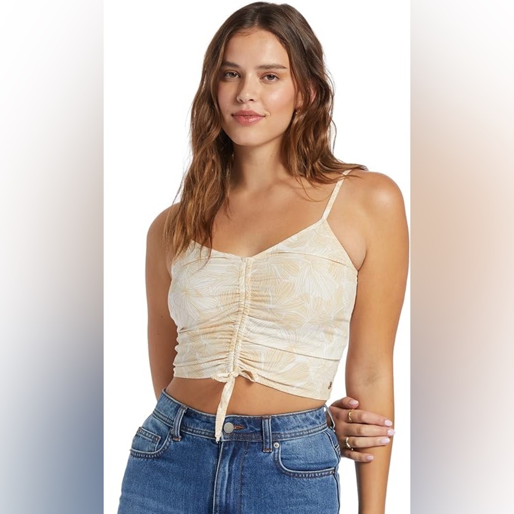 Roxy Tapioca Crazy Hibiscus 231 Strappy Crop Top SZ L